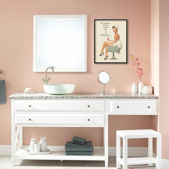 Boho Sage Green Bathroom Poster Vintage 70s Pin Up Girl Wall Art 16X24 inch - Image 5