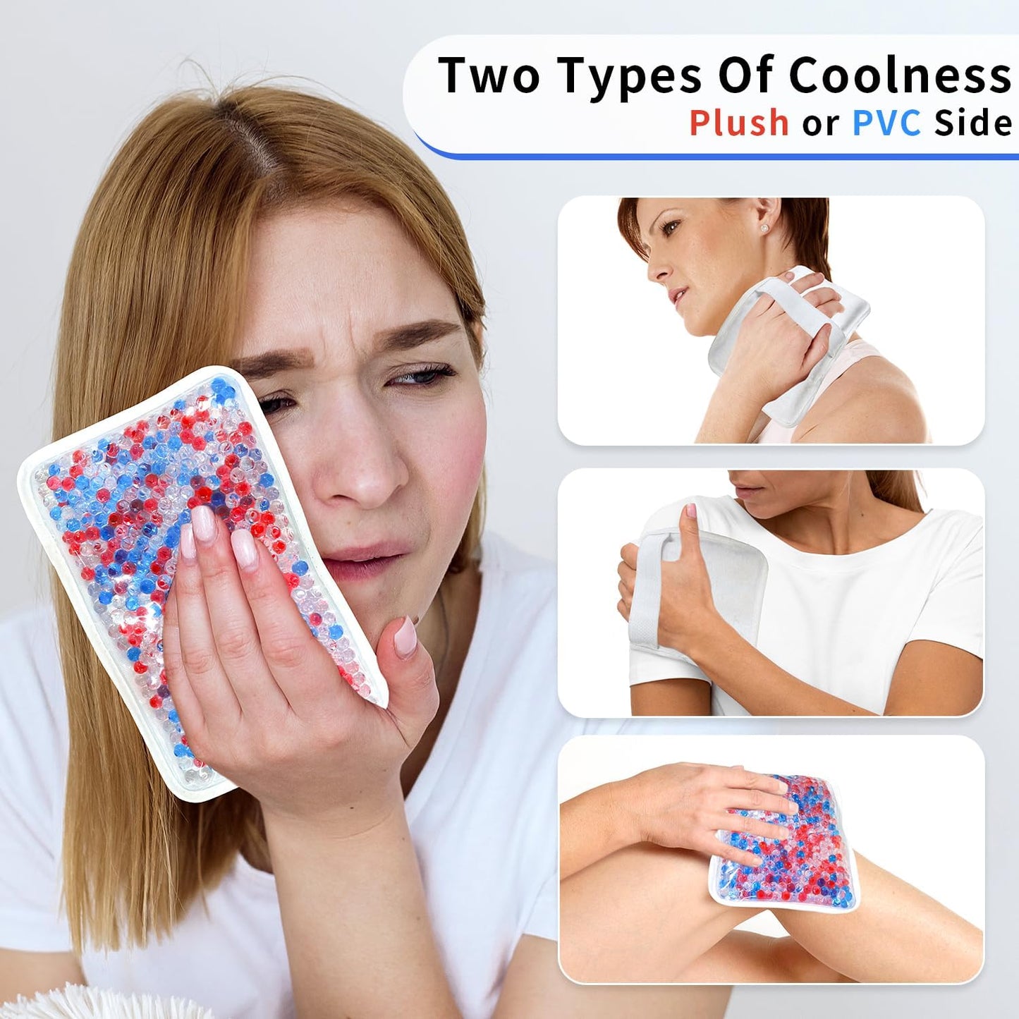 Gel Beads Ice Pack Ice Bag with Strap-1 Pack Reusable Hot & Cold Pack Compress for Knee, Shoulder, Foot, Back, Ankle, Neck, Hip, Elbow, Wisdom Tooth-7.76''x4.93''