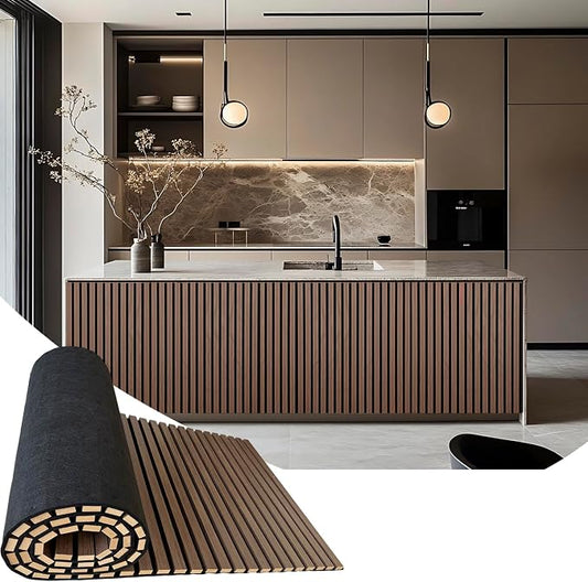 94.5 x 23.6 in Acoustic Wood Wall Panels, 3D Flexible Soundproof Absorbing by Art1