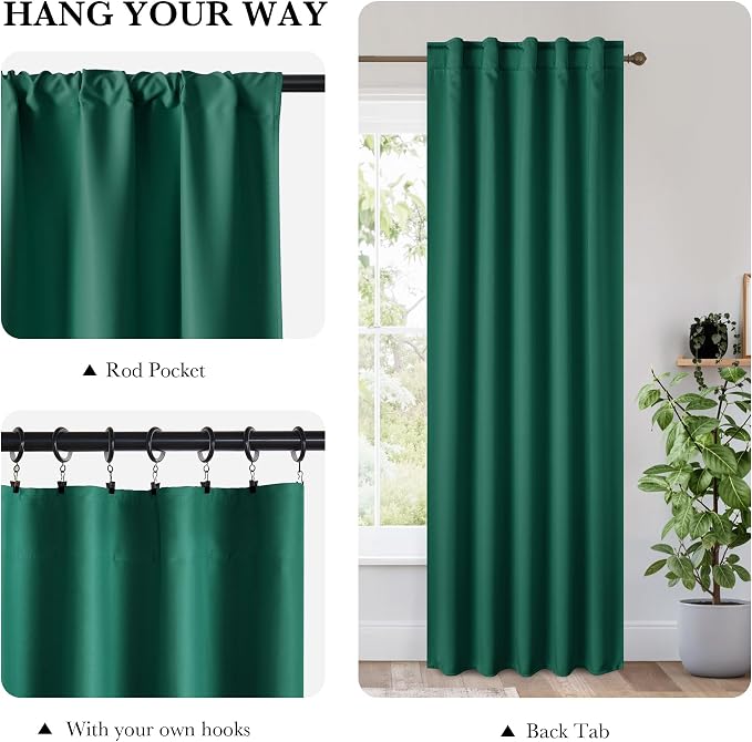 RYB HOME 100% Blackout Basement Curtains 30 inches Long, Heat & UV Blocking - Image 3