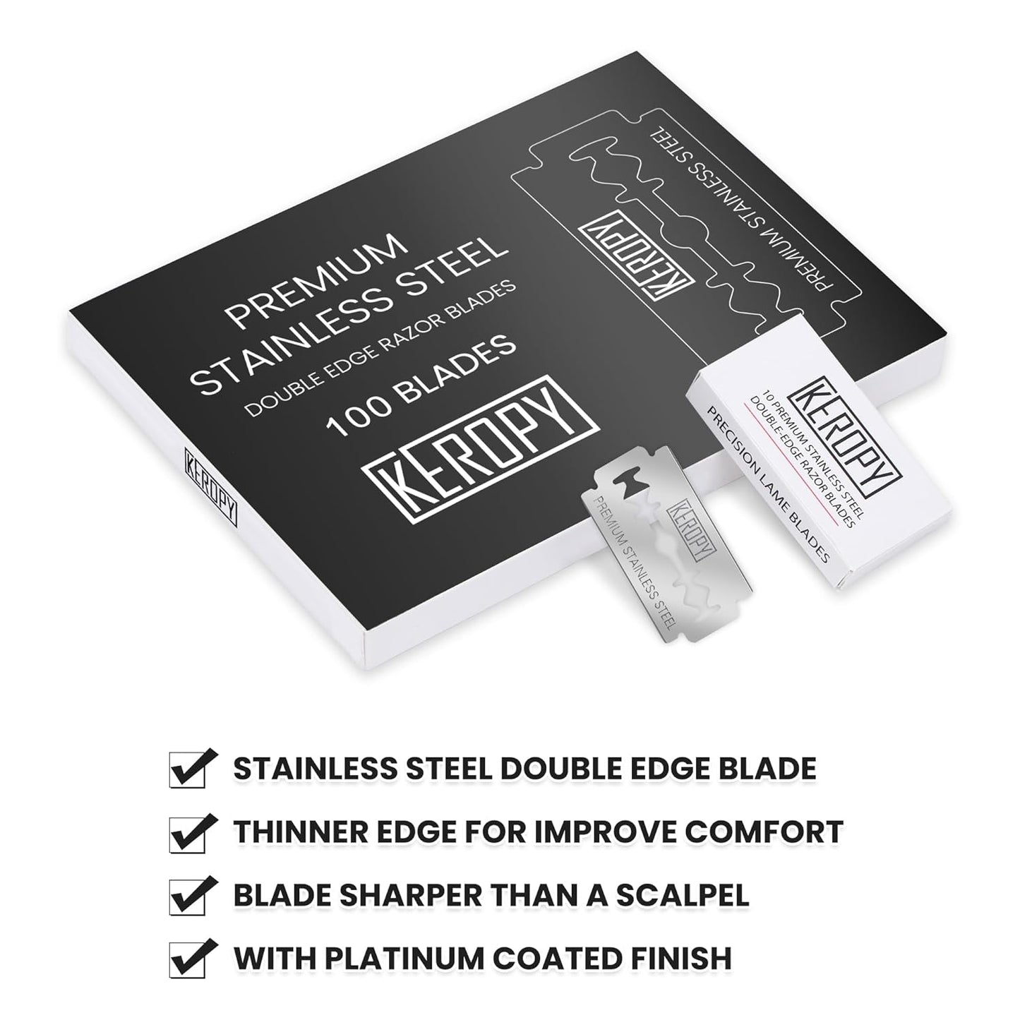 100 Safety Razor Blades - Super Sharp Stainless Steel & Lifetime Supply for Smooth Shaving, Individually Wax-Sealed, Universal Razor Compatibility