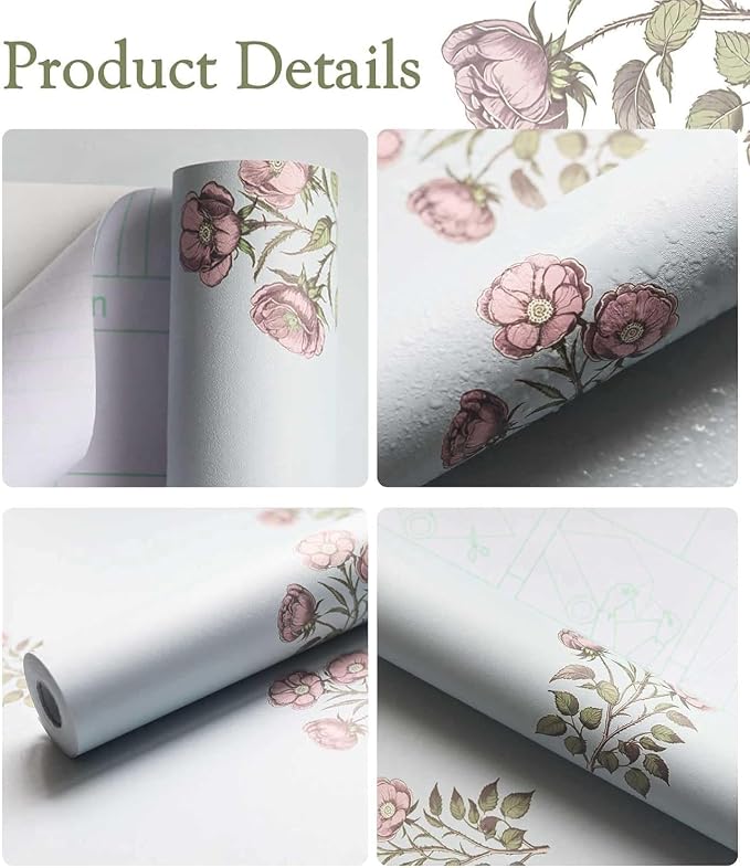 17.3"× 590.5" Vintage Blue Floral Wallpaper Peel and Stick Boho Wallpaper - Image 2