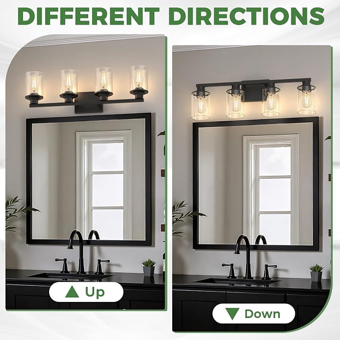DORESshop Bathroom Light Fixtures, 4-Light Black Bathroom Lighting Fixtures - Image 6