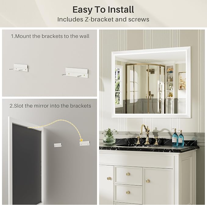 40x38 Inch White Bathroom Mirror - Image 7
