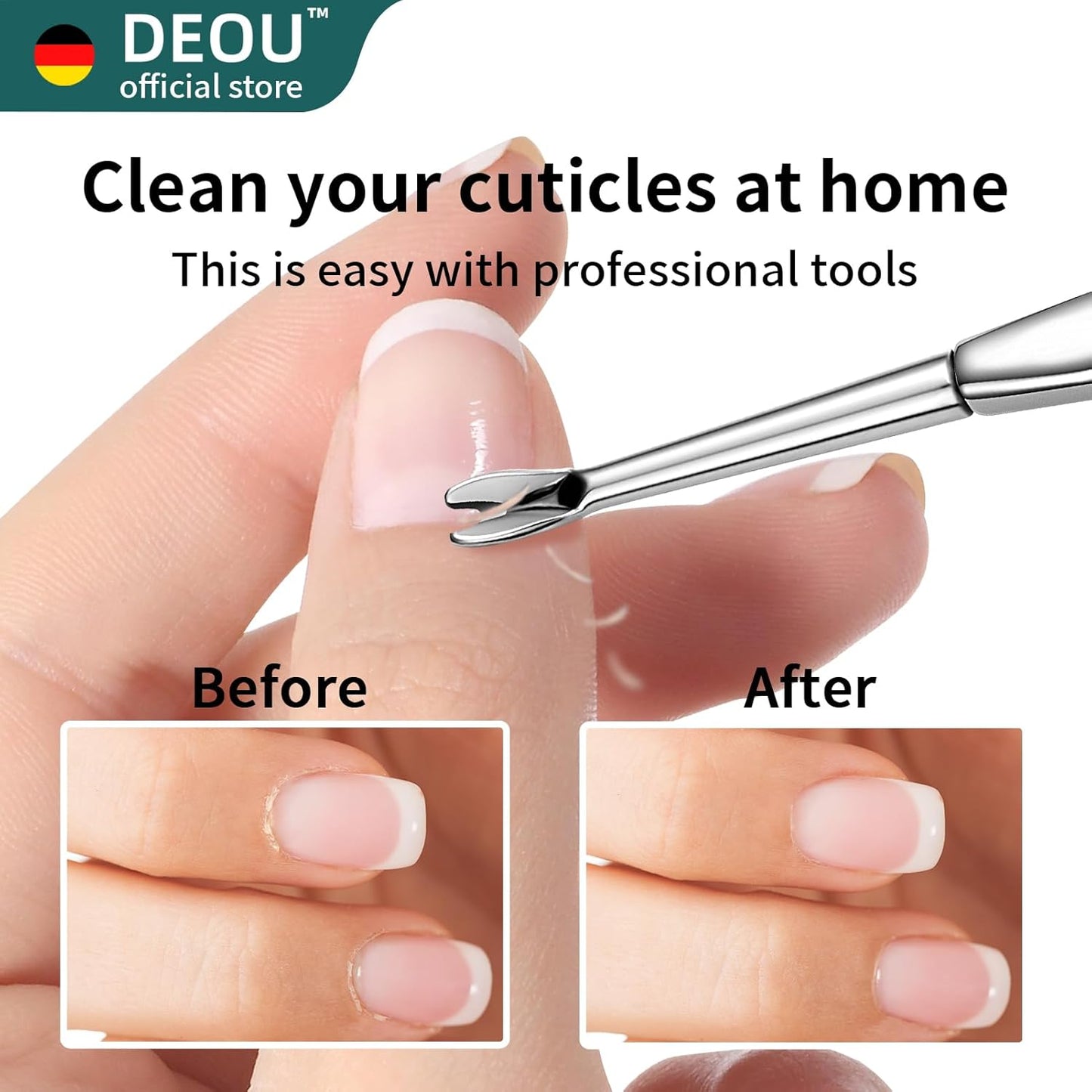 Cuticle Pusher Dead Skin Remover Stainless Steel dead skin fork cuticle trimmer Professional nail art tools Peeler Scraper Clean nail edges cuticle