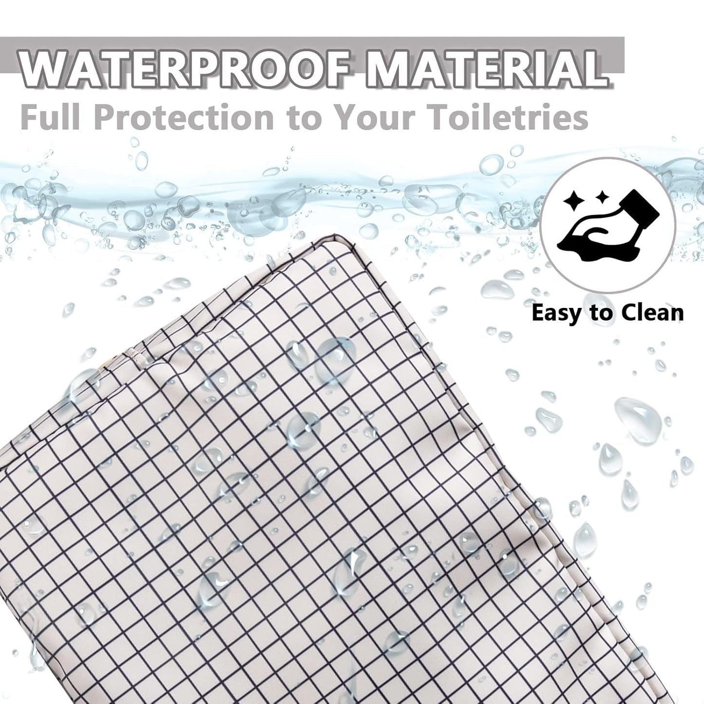 Large Makeup Bag Pouch, Nylon Women Travel Toiletry Storage Bag Checkered Cosmetic Bag for Girls, Big Preppy Makeup Organizer Bag Cute Zipper Pouch Skincare Bag for Sport School Work (Large-Checkered)