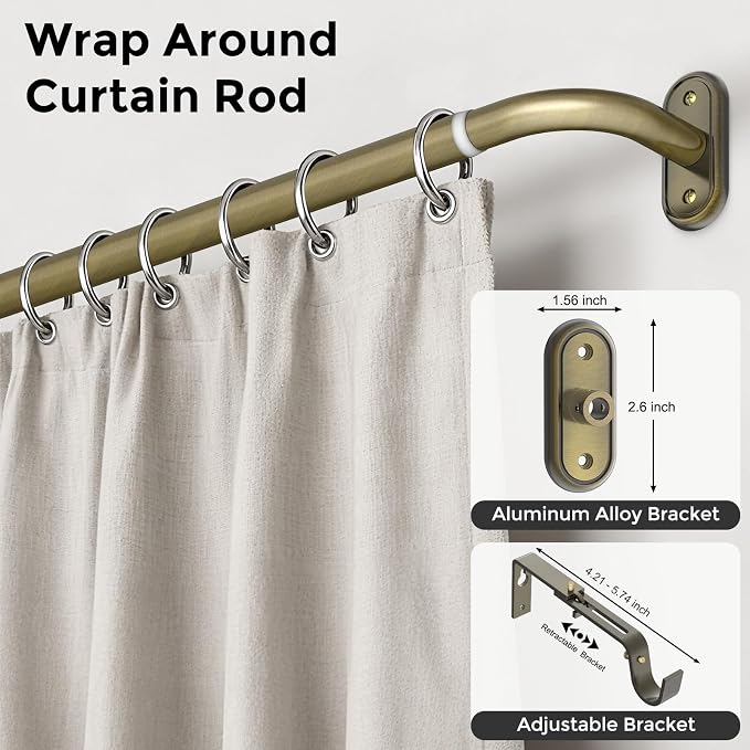 Curtain Rods 32-46 Inch, Antique Bronze Wrap Around Blackout Curtain Rods - Image 2
