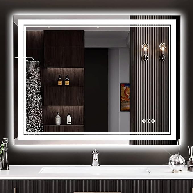 30x36 LED Bathroom Mirror with Lights, Backlit and Front Lit Anti-Fog Lighted by Awandee