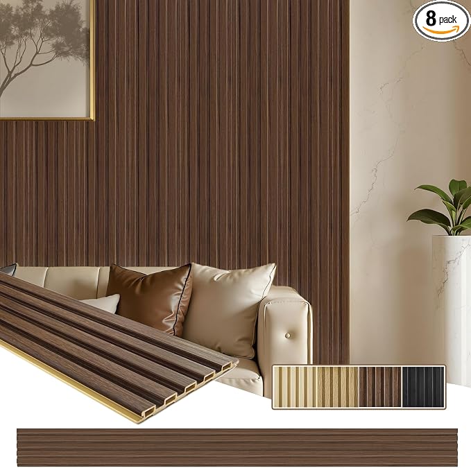 WPC Slat Wall Paneling, TV Background, Living Room, 94.5 x 6 in by Unknown