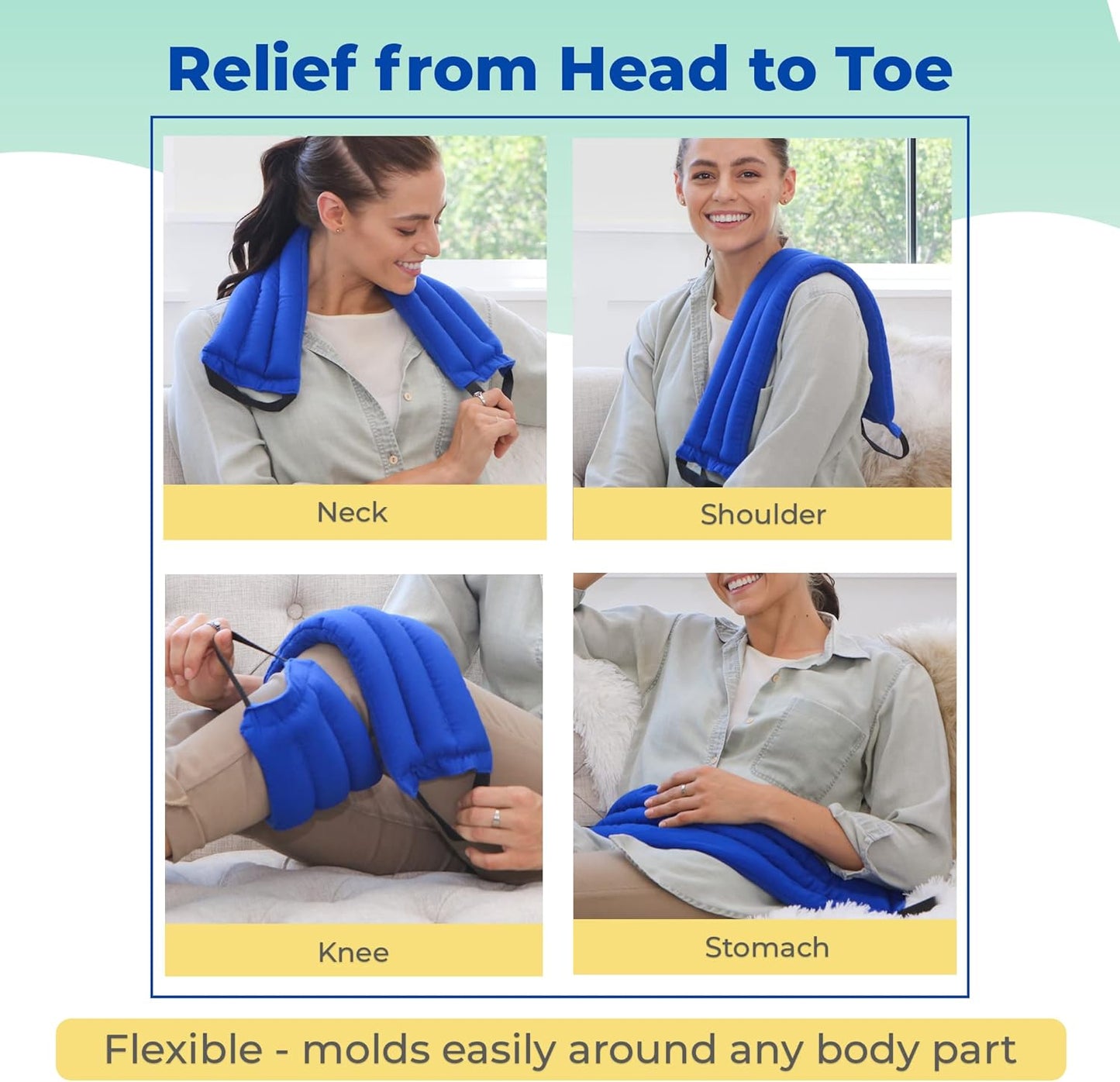 Microwavable Heating Pads for Lower Back, Neck, and Shoulder Pain Relief - Moist Microwave Heating Pad for Muscles and Joints - Microwave Hot Pack Heat Pad for Cramps -3 Heat Pack Blue