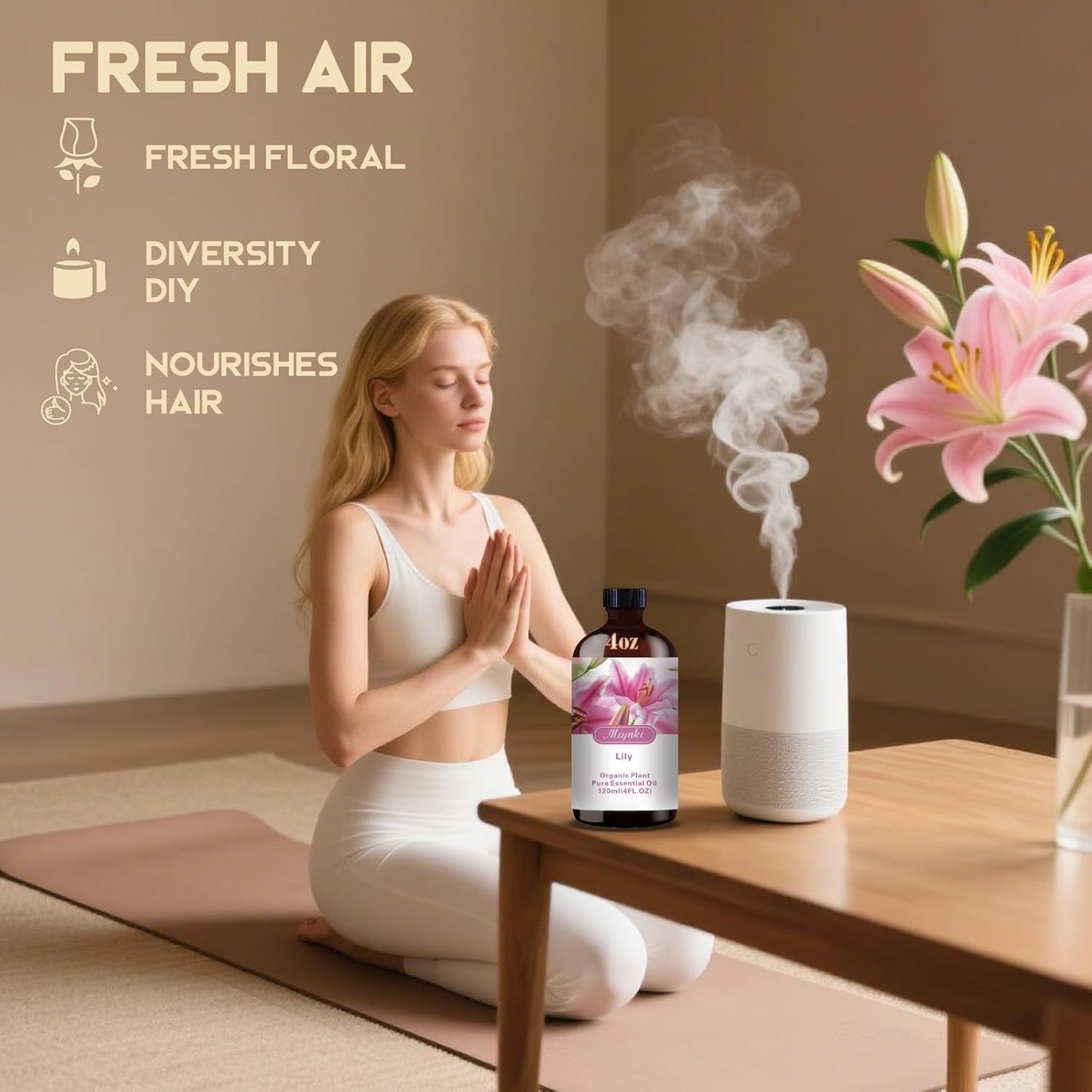 Lily Fragrance Oil-Lily Essential Oil 4.33oz (130ml)-100% Pure Natural Scent for Diffusers, Candles, Soap Making & Aromatherapy-Relaxing Home & Gift Essential Oil for Bath, Massage