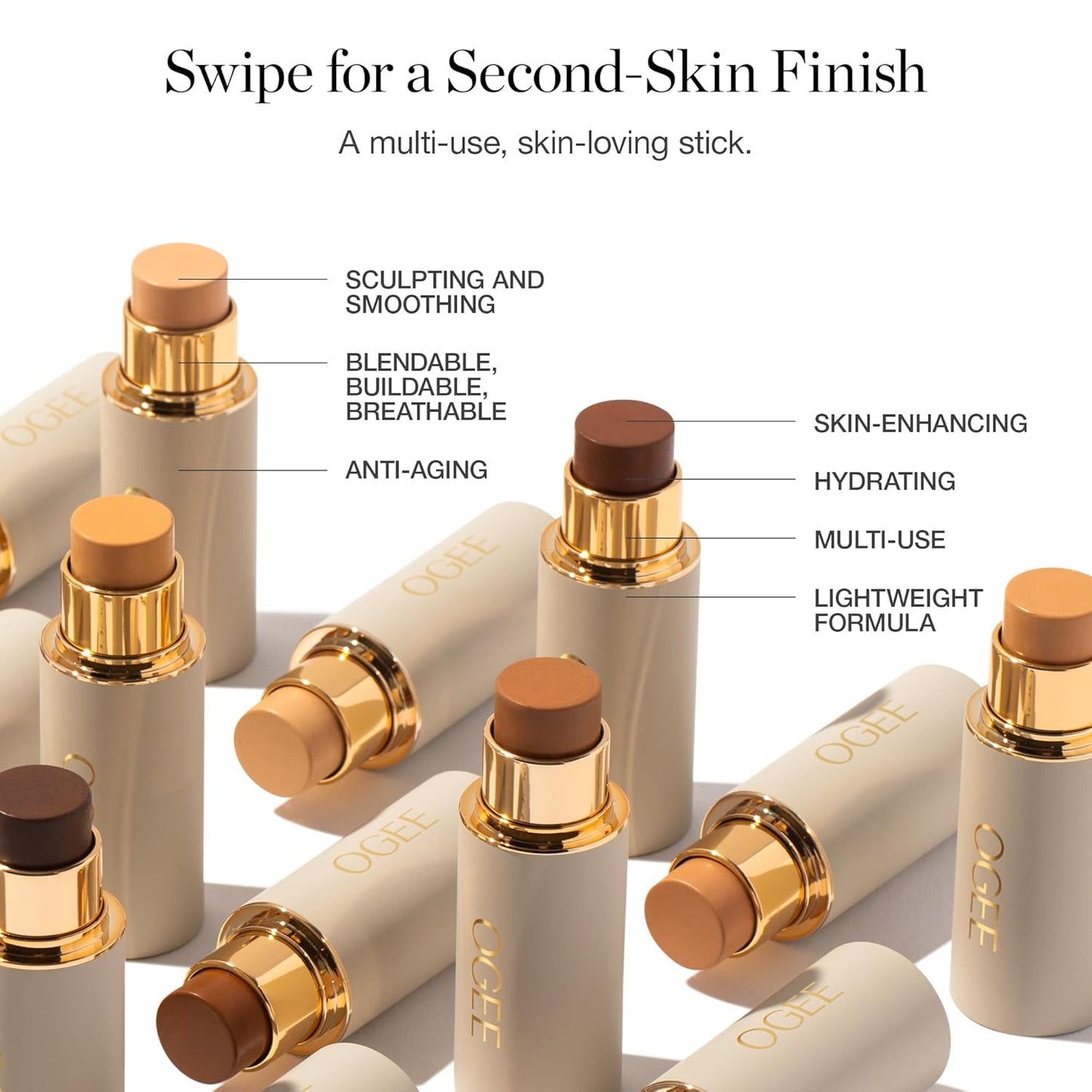 Ogee Sculpted Complexion Foundation Stick (Chestnut 13.75W - Deep Auburn, Rich-Golden Undertones) Full Coverage Foundation Makeup - Instantly Balance & Even Complexion - 70% Organic Ingredients