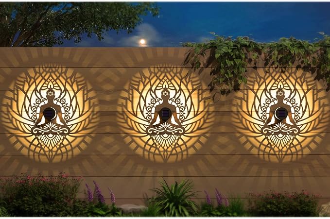 4 Pack Solar Fence Lights Metal Solar Powered Outdoor Wall Deck Step Lights Zen - Image 3
