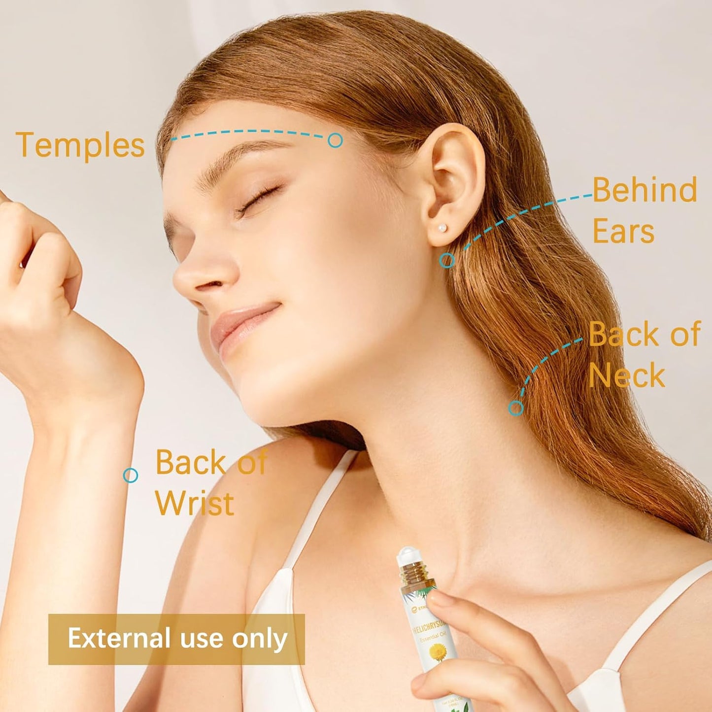 Helichrysum Essential Oil Roll On, 100% Pure Aromatherapy for Skin Vitality & Anti-Aging,Aromatherapy, Skin Care, Happy, Stress Relief