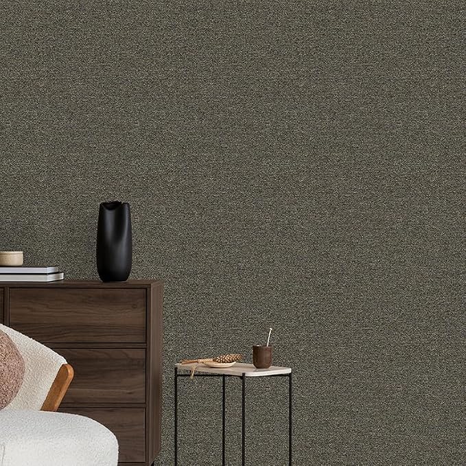 Blended Brown Peel and Stick Wallpaper Slight Velvety Feeling Woven Fabric - Image 4