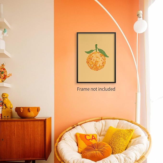 jkahh Retro Funky Orange Canvas Wall Art Fashion Disco Ball Aesthetic Posters - Image 5
