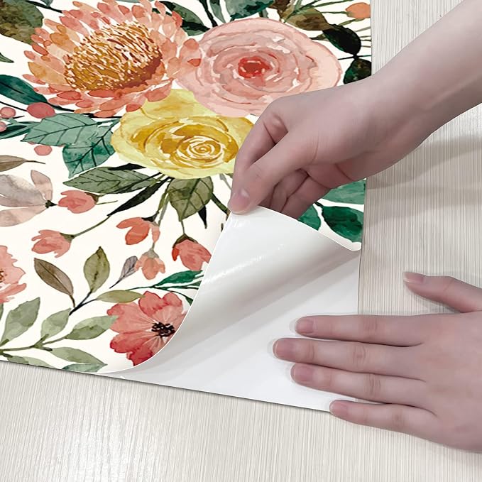 JiffDiff Floral Wallpaper Peel and Stick Removable Contact Paper Peony Roses - Image 7