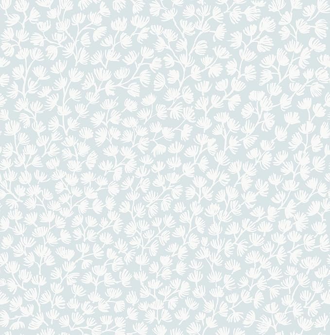 NuWallpaper x Society Social Sea Fern Blue Mist Peel and Stick Wallpaper by NuWallpaper
