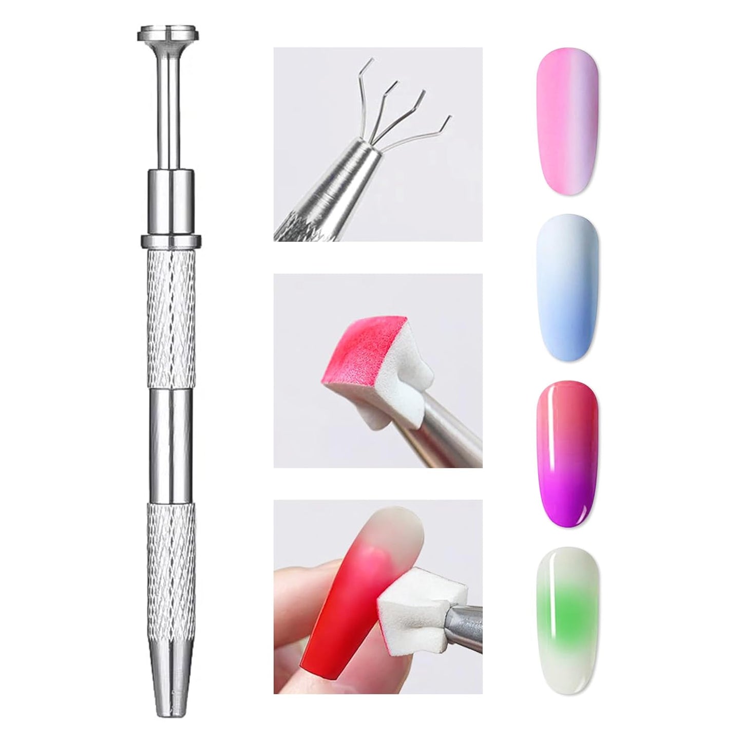 Nail Sponges Set for Ombre Gel,Nail Art Tools Set 50Pcs Nail Sponges With Nail Art Brush Claw Grabbing Pen Storage Box Nail Art Tools for Ombre Gel Painting Color