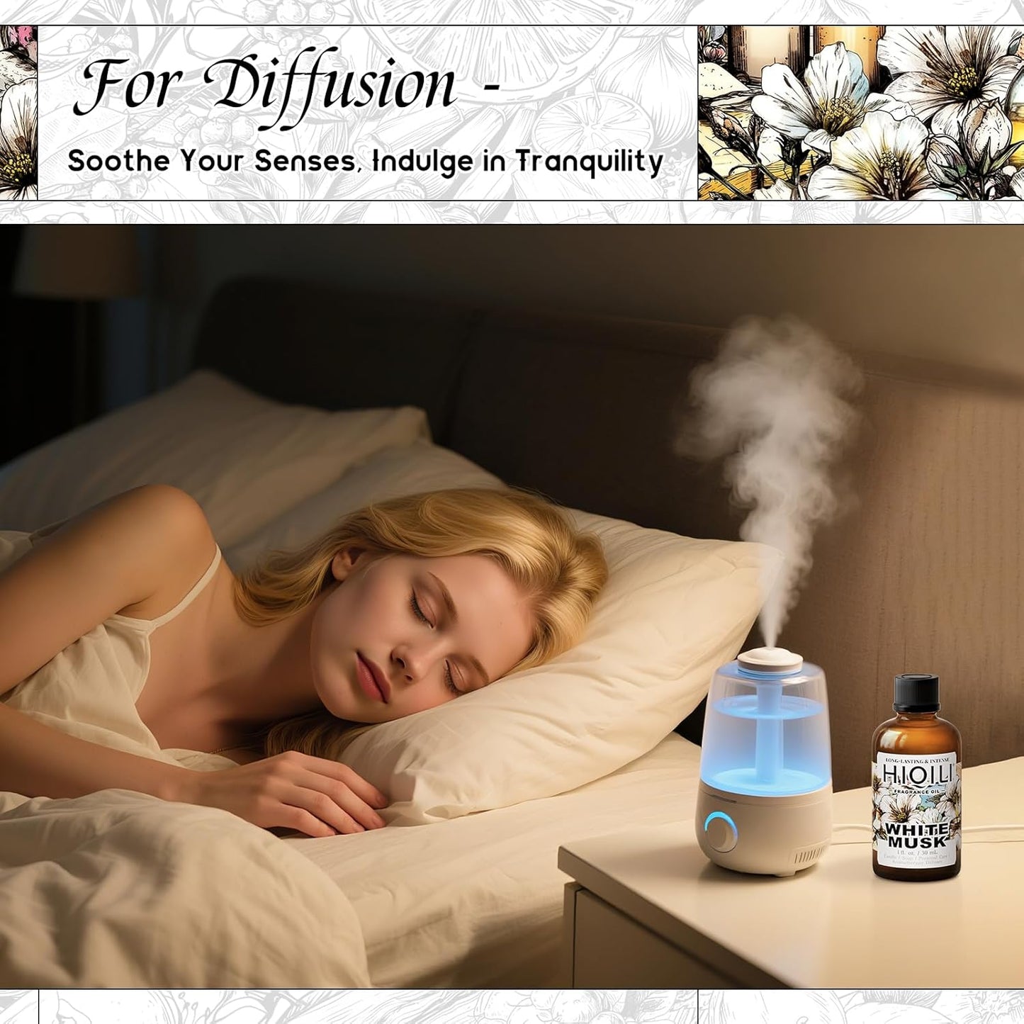 HIQILI White Musk Fragrance Oil, Candle Scents for Candle Making, Soap Making Supplies, Musk Perfume for Women, for Diffuser Use - 1 Fl Oz