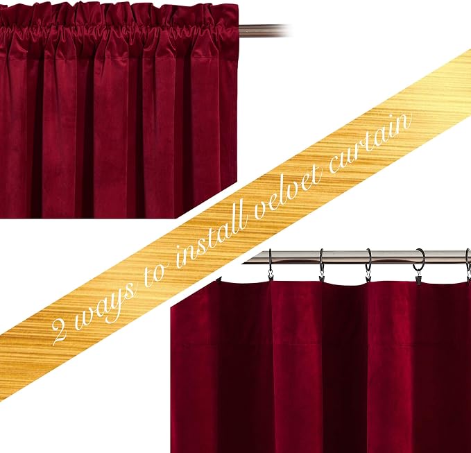 NICETOWN Christmas Red Velvet Textured Curtains/Draperies, Home Decoration - Image 3