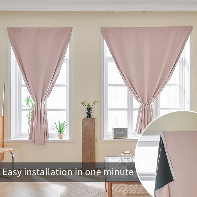 AJAZZ 100% Blackout Stick Curtain Portable Blackout Curtains Adhesive Curtains - Image 6