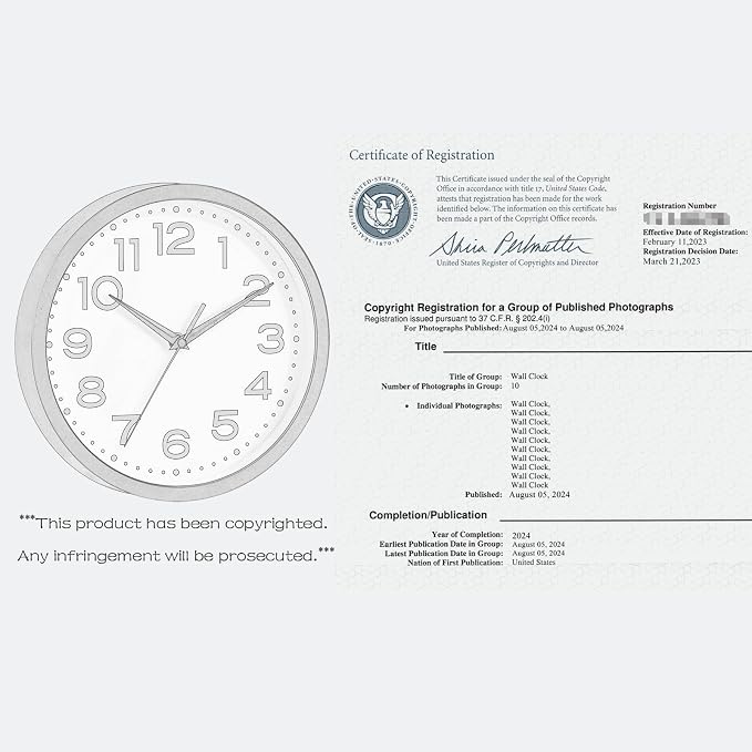 Roymnie Wall Clock Silent Non-Ticking Modern Clock Battery Operated 10 Inch - Image 9
