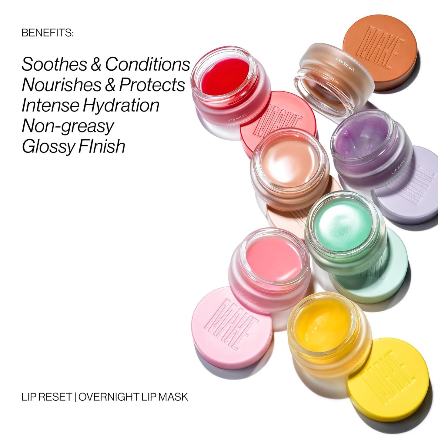 MAKE Beauty Lip Reset Overnight Lip Mask. Nourishing, Hydrating Lip Treatment for Dry, Flaky Lips. Plumps, Softens, and Smooths. Vanilla Veil Flavor