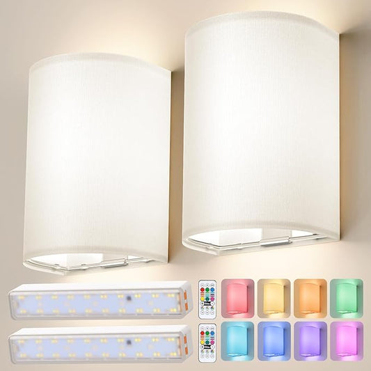 OCATO Battery Operated Wall Sconce: Wireless Wall Sconces Set of Two Battery by OCATO