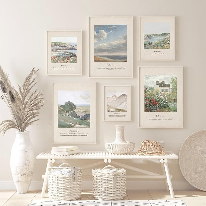 Christian Scripture Wall Art Set of 6 Bible Verse Canvas Wall Decor Psalm 23 by Unknown