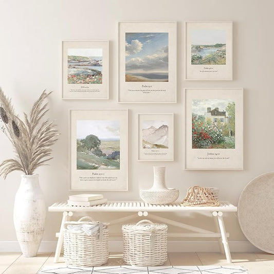 Christian Scripture Wall Art Set of 6 Bible Verse Canvas Wall Decor Psalm 23 by Unknown
