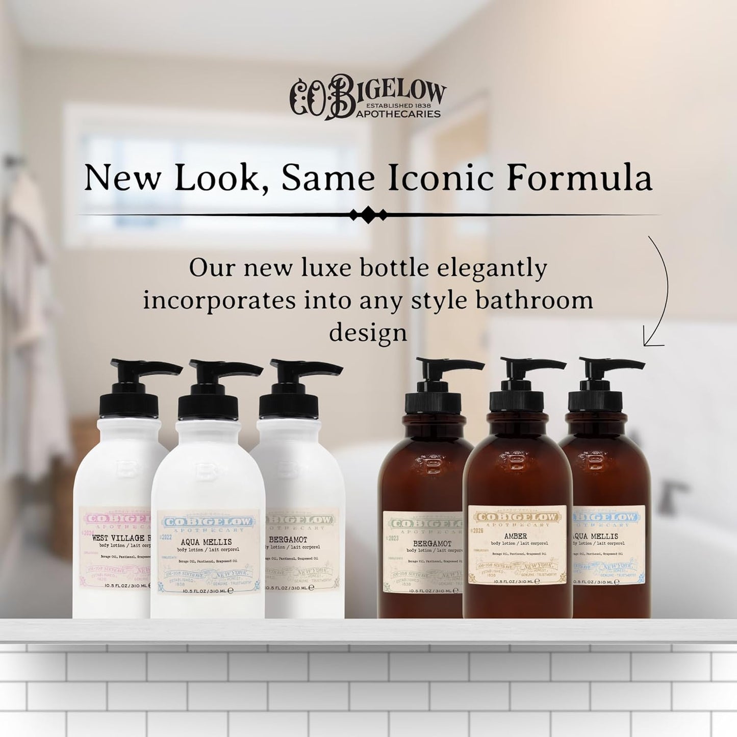 C.O. Bigelow Iconic Collection Amber Body Lotion, Scented Body Cream with Grapeseed Oil and Shea Butter, 10.5 fl oz