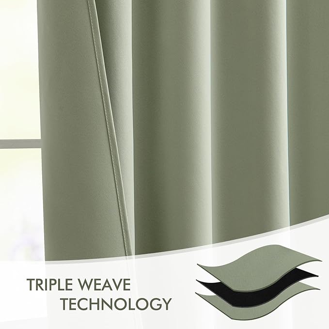 MIULEE Back Tab Sage Green Curtains 108 Inch Long 2 Panels Set - Image 7