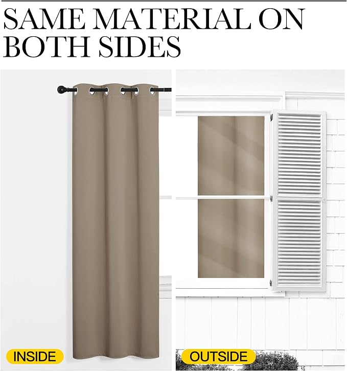 NICETOWN Taupe Blackout Curtains 102" Long, 2 Pieces - Image 6