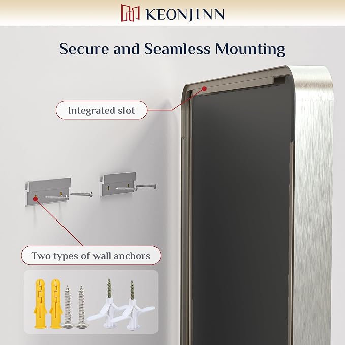 Keonjinn 48 x 36 Brushed Nickel Bathroom Vanity Mirror, Large Rounded Rectangle - Image 5