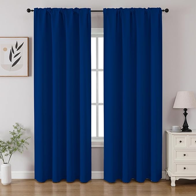 CUCRAF Royal Blue Blackout Curtains 72 inch Length 2 Panels Set, Rod Pocket by CUCRAF