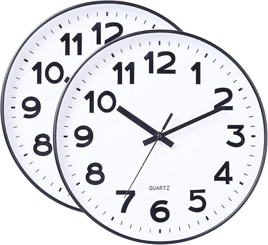 Foraineam 2 Pieces 12-Inch Wall Clock Silent Non Ticking Battery Operated by Foraineam