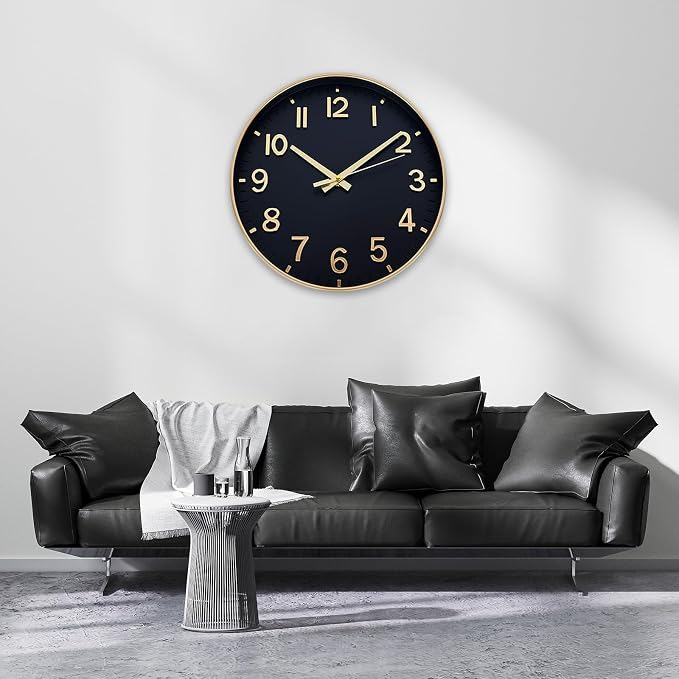 HZDHCLH Wall Clocks Battery Operated, Wall Clock Black Gold, 10 inch Wall Clock - Image 8