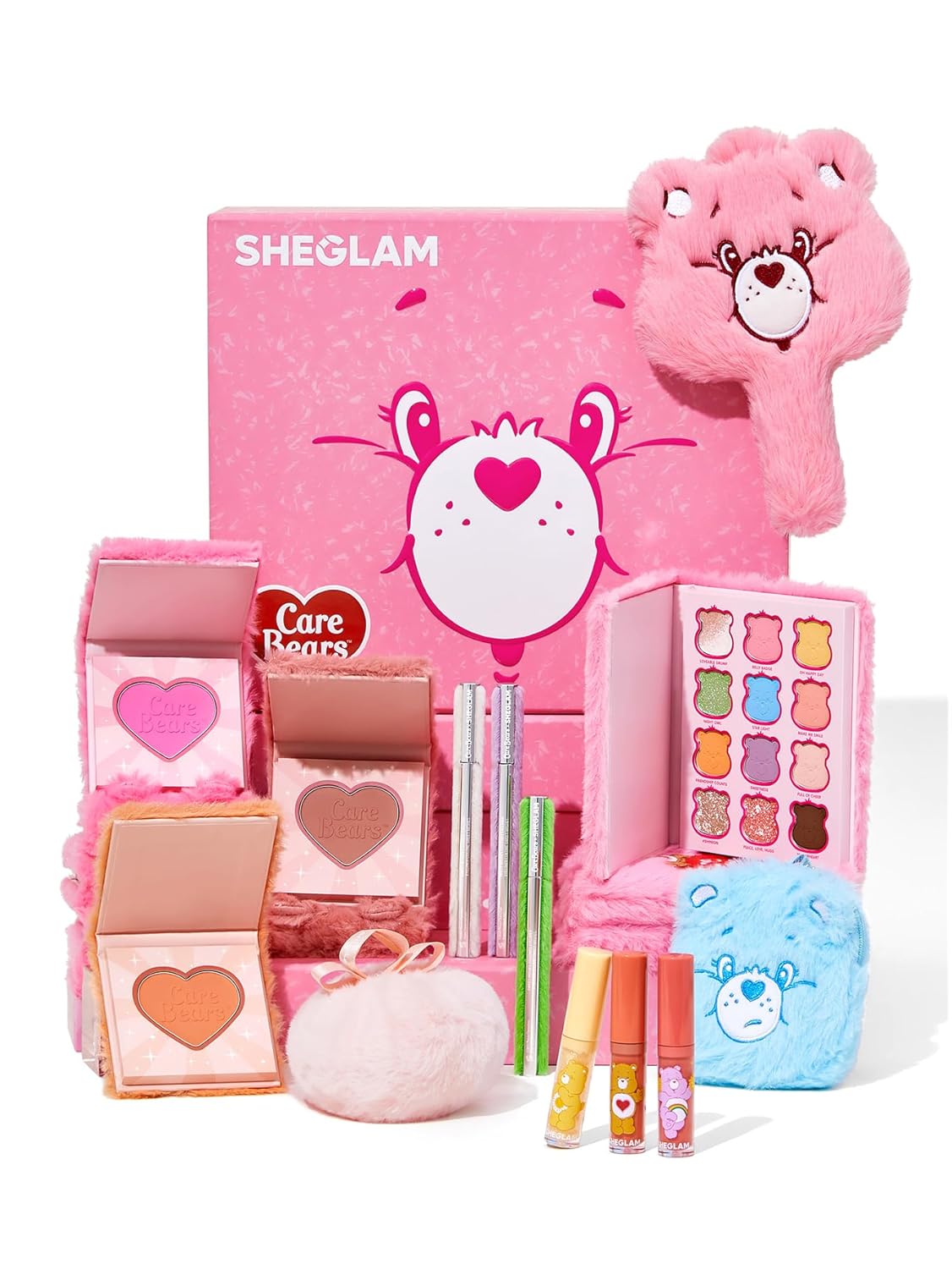 SHEGLAM X Care Bears Collection Set Vibrant Colored Eyeshadows Green White Purple Eyeliner Pink Blush Body Highlighter Liquid Lipstick Set Makeup Set