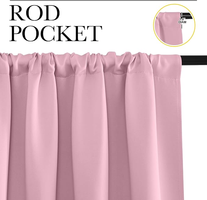 NICETOWN Blackout Curtains for Living Curtains, Rouge Pink, 2 Panels, 42 by 72 - Image 2