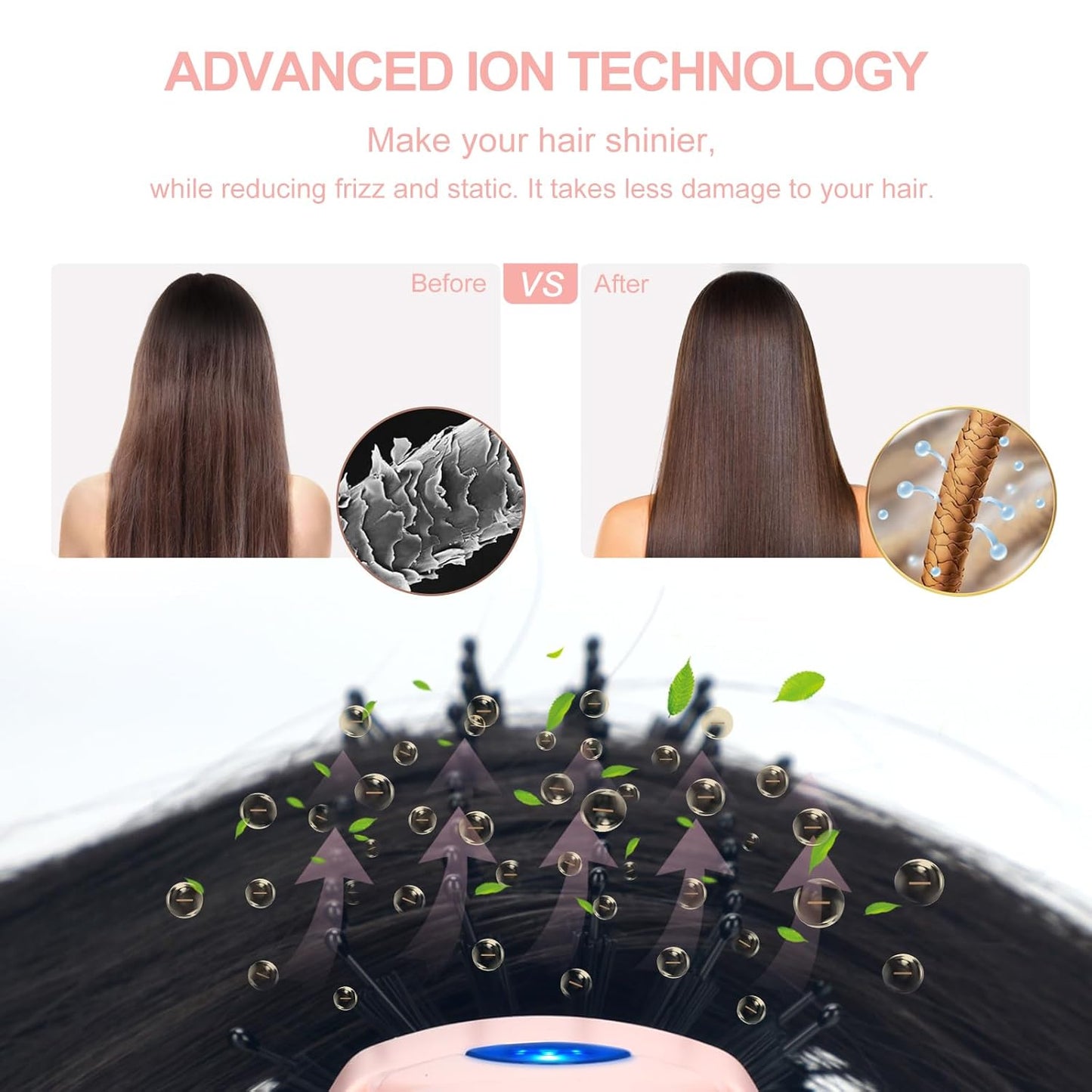 Hair Dryer Brush Blow Dryer Brush in one, Aima Beauty 1.25'' Round Brush Blow Dryer Ionic Hot Air Brush Styler Volumizer with Ceramic Coating & Tufted Bristles for Smooth and Shiny Blowout, Pink