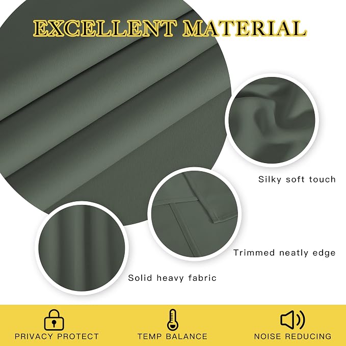 NICETOWN Dark Mallard Blackout Curtains - Image 2