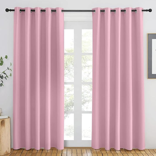 NICETOWN Rouge Pink Blackout Curtains 84 inch Length, Grommet Top Room by NICETOWN