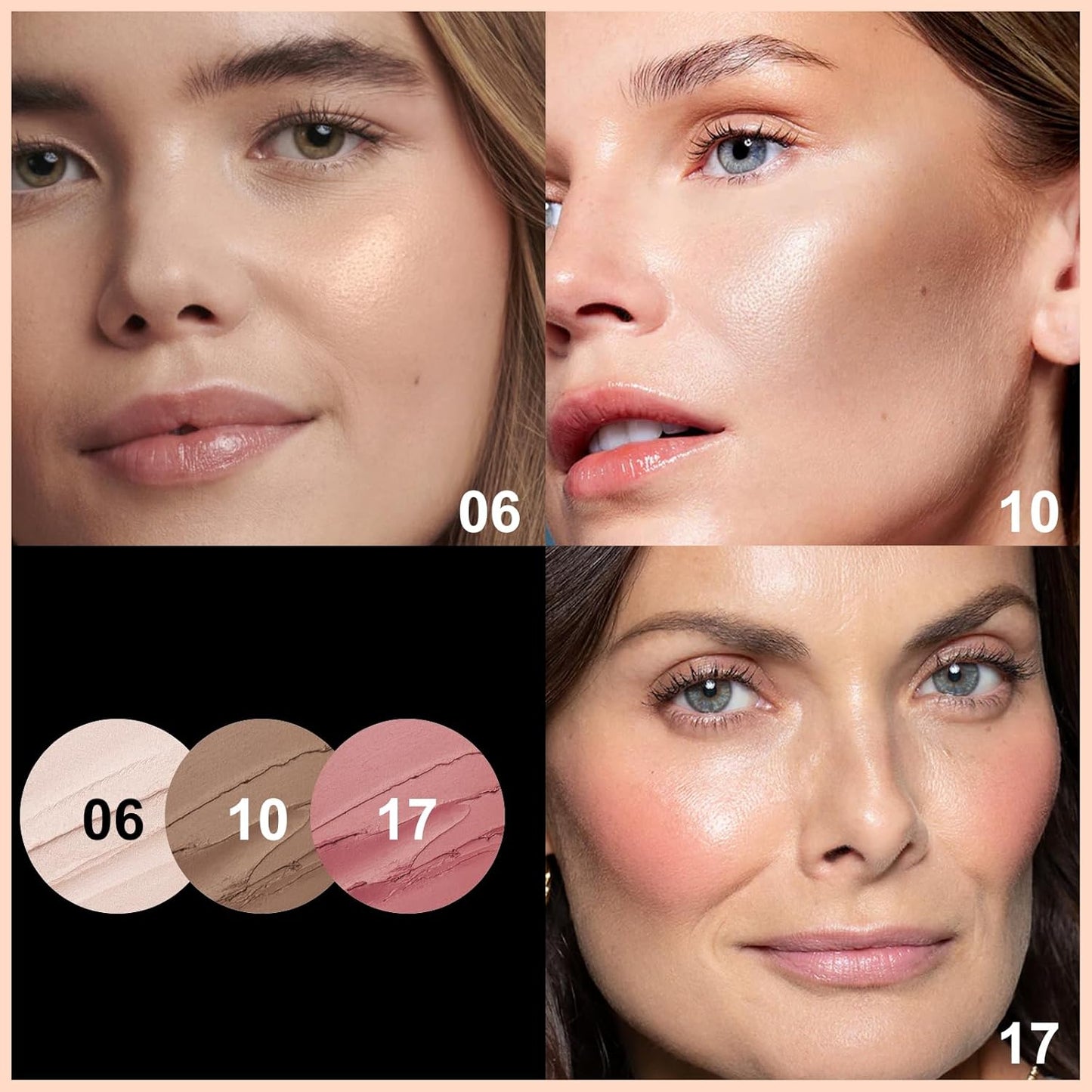 FOCALLURE 3 Pcs Cream Contour Sticks,Shades with Highlighter & Bronzer & Blush,Non-greasy Long-wear Face Contouring Pen,Easy to Sculpt the Face and Create a Lightweight Finishing Makeup,LIGHT-MEDIUM