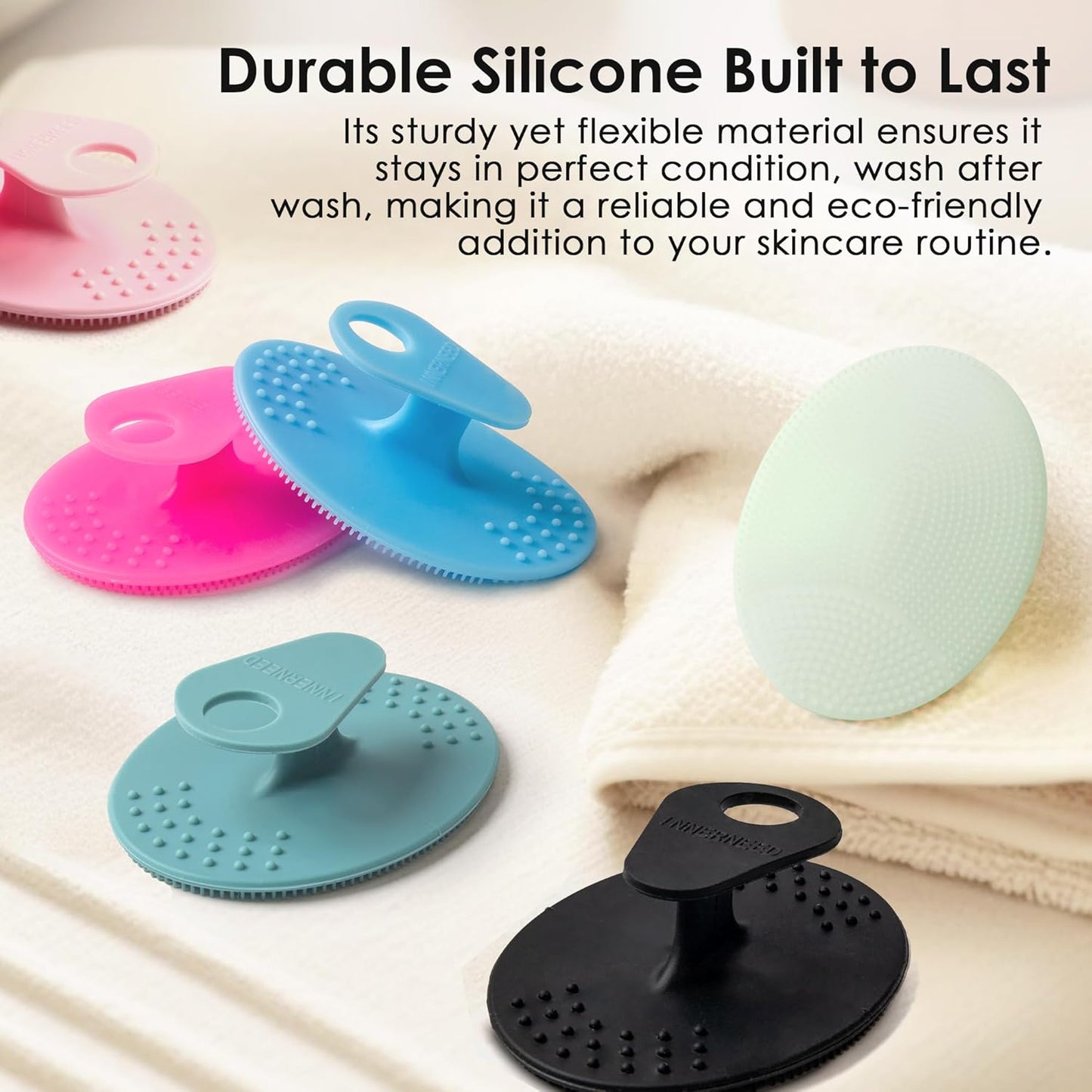 6 Pack INNERNEED Silicone Face Scrubber for Deep Cleansing and Exfoliation – Soft Facial Cleansing Brush, Gentle for All Skin Types, Blackhead & Acne Pore Care