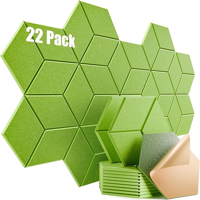 22 Pack Self-Adhesive Acoustic Panels 12" X 10" X 0.4" by Dailycooper