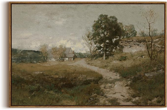 InSimSea Framed Canvas Wall Art, Vintage Countryside Landscape Farmhouse Decor by InSimSeaArt