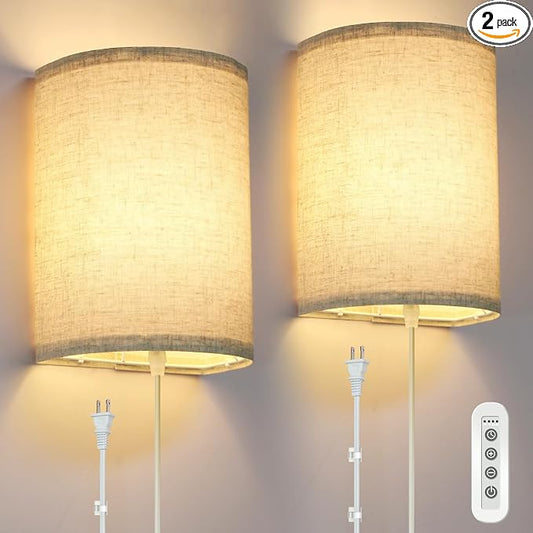 FINCMY Wall Sconce Light Plug in, Dimmable Sconces Wall Decor Set of 2 by FINCMY