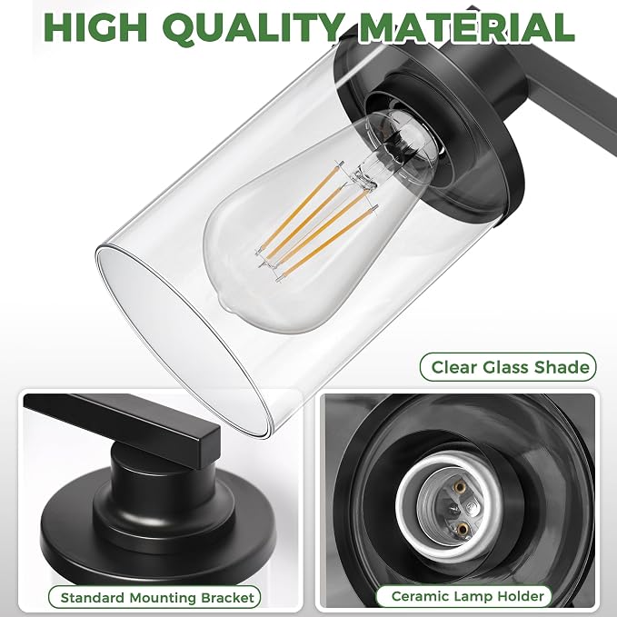 DORESshop 2-Light Black Bathroom Light Fixtures Over Mirror - Image 4
