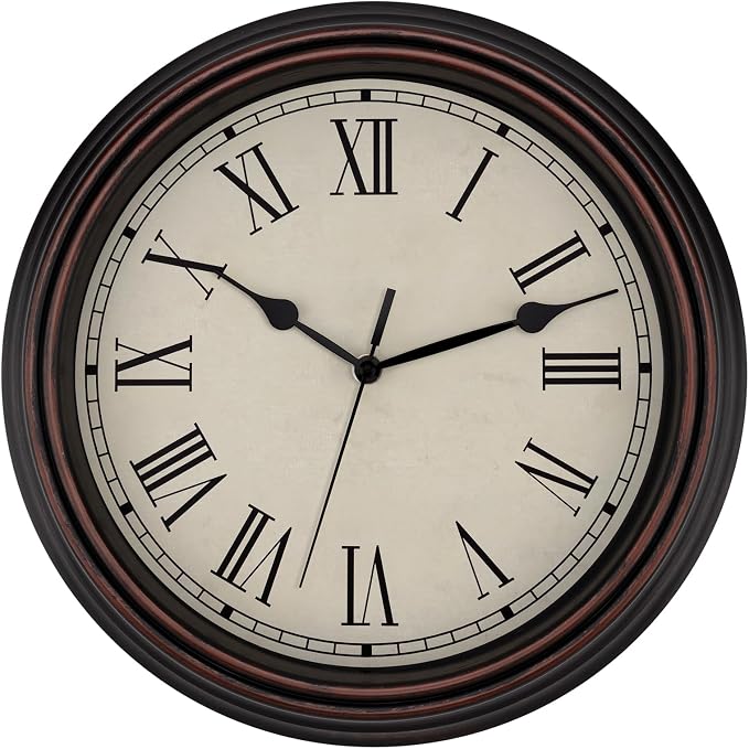 Foxtop 14 Inch Roman Numerals Wall Clock Battery Operated Silent Non-Ticking by Foxtop